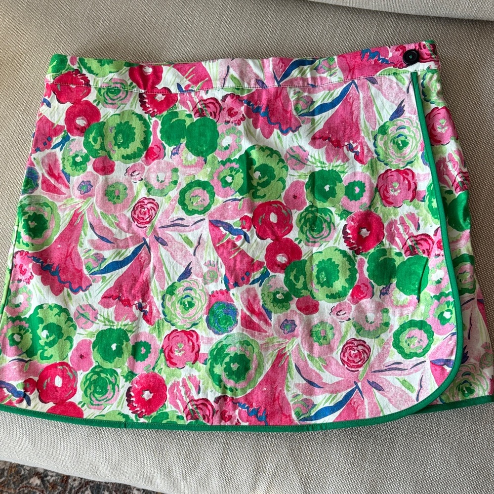Frances Valentine Pink and Green Floral Scooter Skirt Skort
